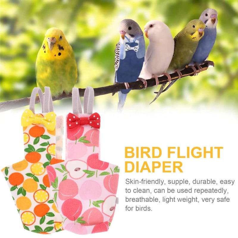 squishy 2Pcs Birds Diaper for Parrot, Parrot Diaper Set with Peach and Pineapple Print, Comfortable Bird Diaper for Daily Use,Parrot Clothes for Small to Medium Birds - Image 3