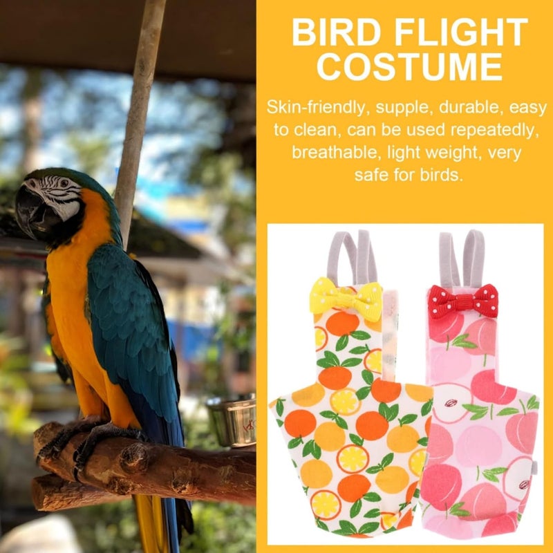 squishy 2Pcs Birds Diaper for Parrot, Parrot Diaper Set with Peach and Pineapple Print, Comfortable Bird Diaper for Daily Use,Parrot Clothes for Small to Medium Birds - Image 2