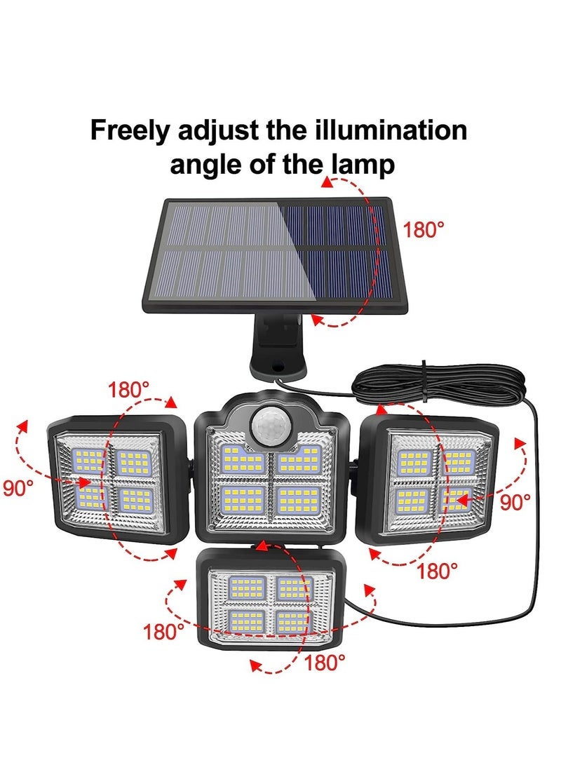 Captaintech Solar Lights Outdoor, Motion Sensor Security Lights, Separate Solar Panel, 4 Adjustable Head, 198 LED 300° Wide Angle, Waterproof Wall Lights for Porch Yard Garage Pathway - Image 2