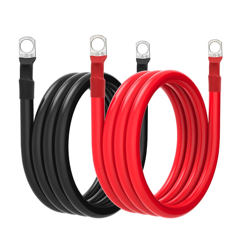 كابل بطارية 4 AWG أسلاك بطارية 4 قياس مع 38 طرف كابلات محول الطاقة للسفينة الشمسية البحرية RV السيارة 5 أقدام 1 أحمر 1 أسود