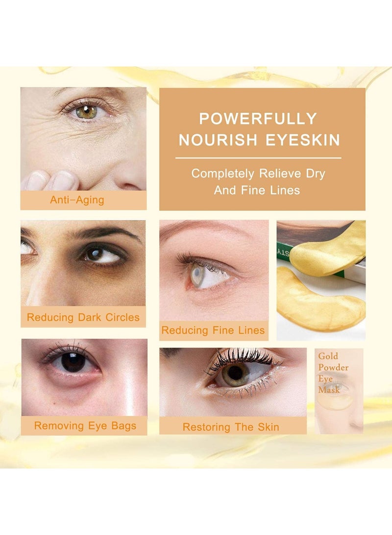 ALIVER ALIVER Crystal 24K Gold Collagen Under Eye Mask, Gold Powder Gel Collagen Eye Masks Sheet Patch, Anti Aging, Wrinkle, Remove Dark Circles 10Pcs Pack  - Image 2
