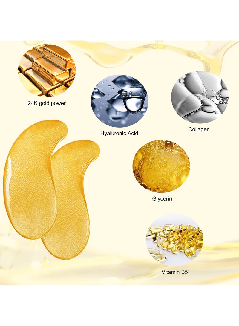 ALIVER ALIVER Crystal 24K Gold Collagen Under Eye Mask, Gold Powder Gel Collagen Eye Masks Sheet Patch, Anti Aging, Wrinkle, Remove Dark Circles 10Pcs Pack  - Image 3