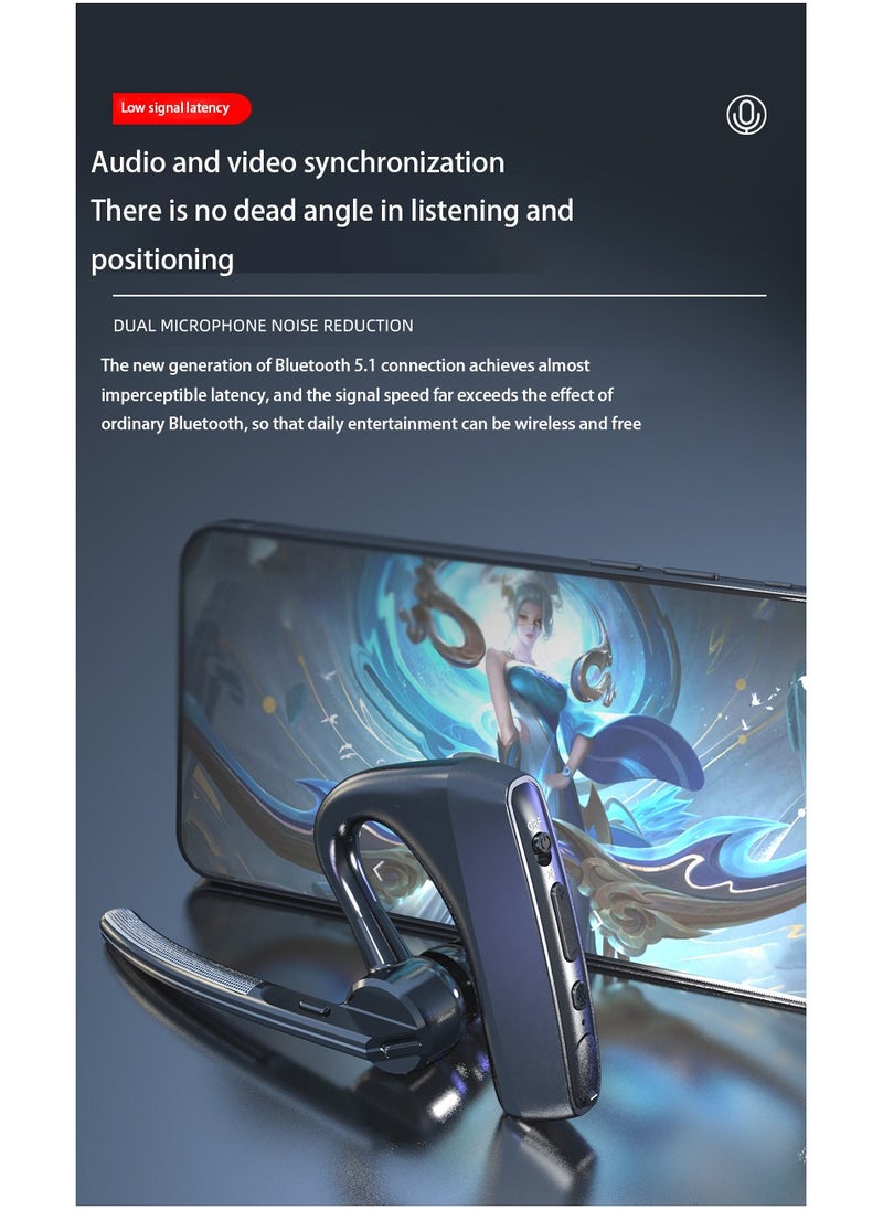 ELIKLIV - Bluetooth Headset V5.1 Wireless Bluetooth Headset 24 Hours Talk Time, Dual Microphone Noise Cancellation, for iPhone/Android/Driver/Business/Office - Image 1