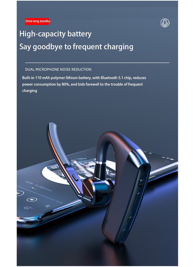ELIKLIV - Bluetooth Headset V5.1 Wireless Bluetooth Headset 24 Hours Talk Time, Dual Microphone Noise Cancellation, for iPhone/Android/Driver/Business/Office - Image 1
