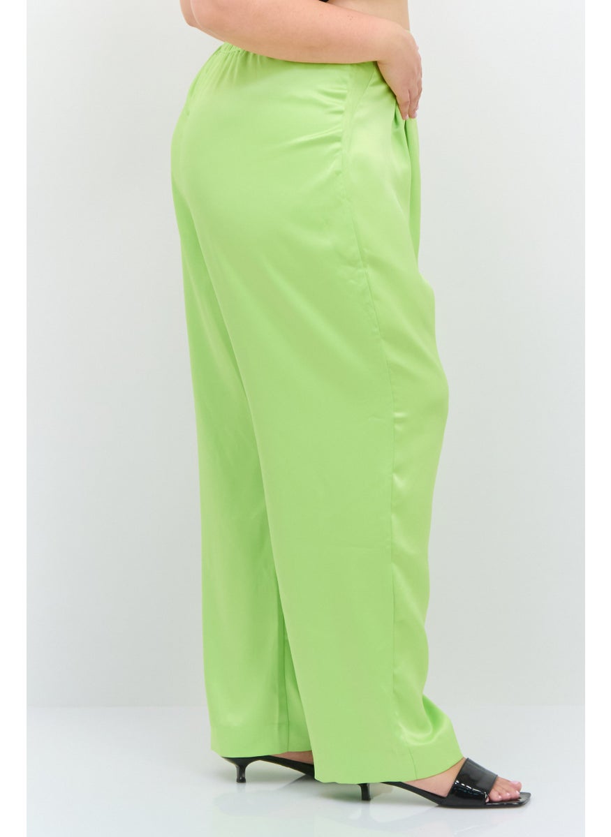 RIVER ISLAND Women Plus Size Plain Straight Leg Pants, Lime  - Image 3