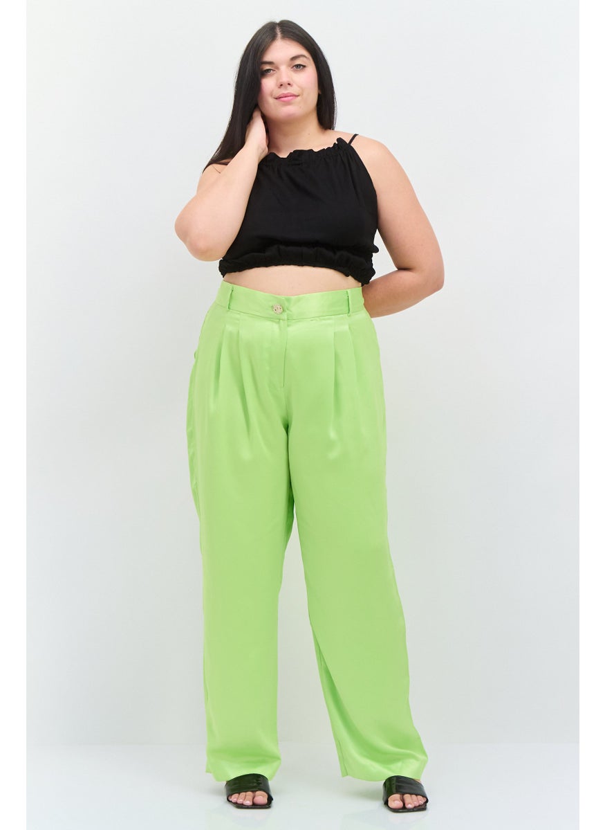 RIVER ISLAND Women Plus Size Plain Straight Leg Pants, Lime  - Image 4