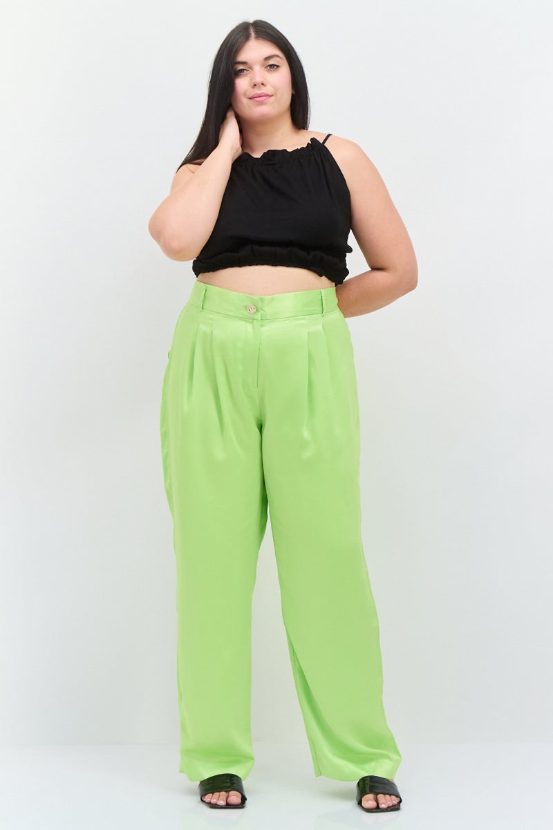 RIVER ISLAND Women Plus Size Plain Straight Leg Pants, Lime - Image 2