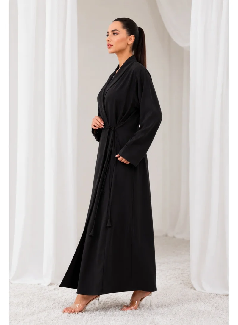 Nikias Nikias Overlap abaya on black crepe