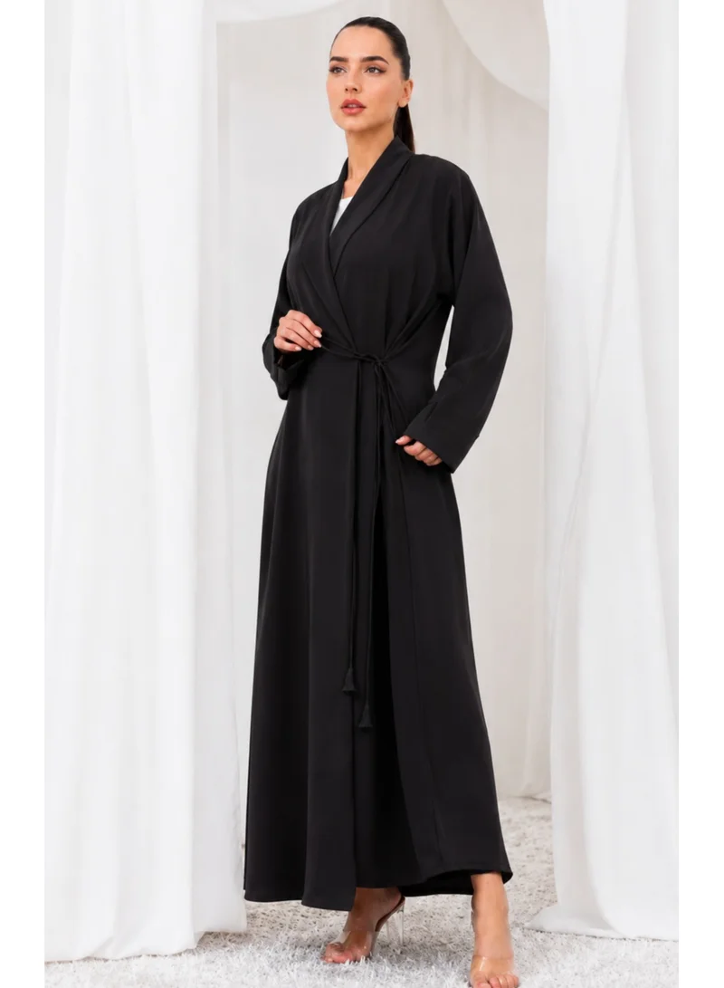 Nikias Nikias Overlap abaya on black crepe