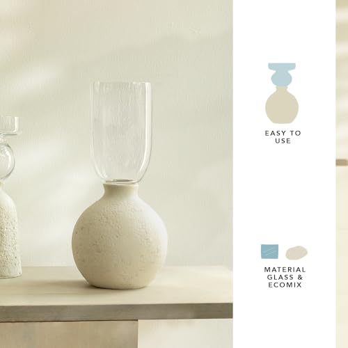 Ellementry Kifa Ecomix Vase - Round | Classic Flower Vase for Living Room, Bedroom, Home & Office Decor | Flower Pot for Table-Top Centerpiece - Image 2