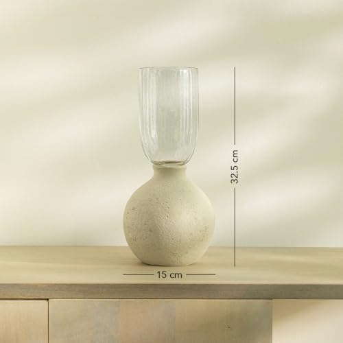 Ellementry Kifa Ecomix Vase - Round | Classic Flower Vase for Living Room, Bedroom, Home & Office Decor | Flower Pot for Table-Top Centerpiece - Image 4
