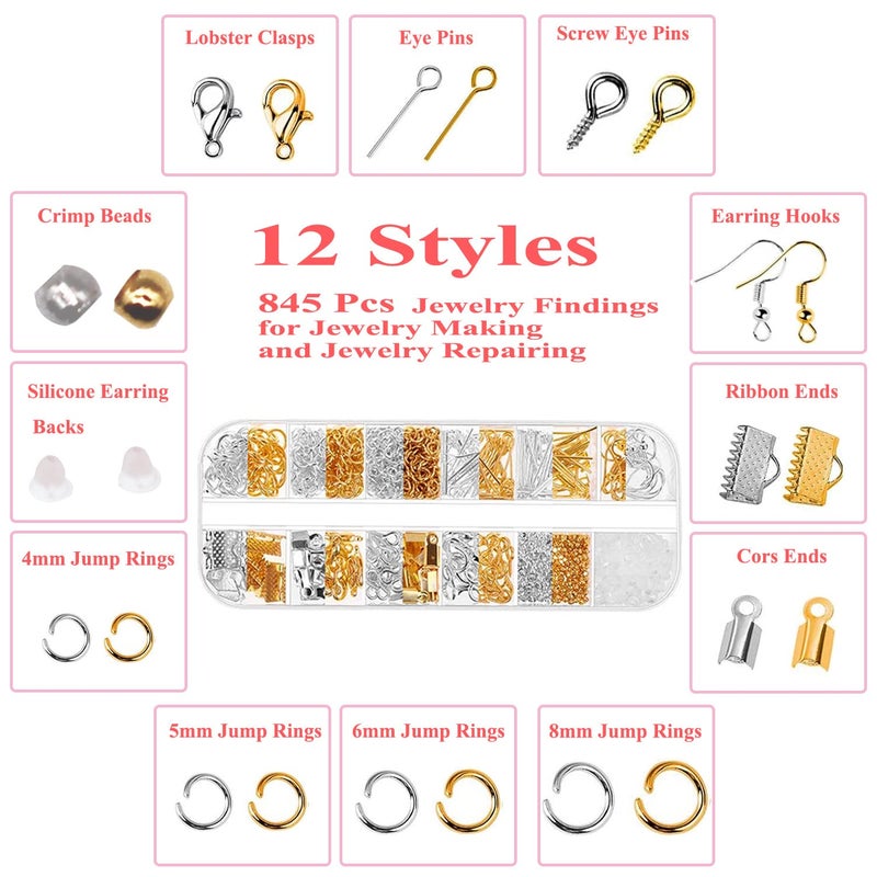 MONVICT Jewelry Making Supplies Kit - 24 + 845 Pcs Jewelry Making Tools for Repair, Crafting, Earring, Ring, and Beading - Image 4