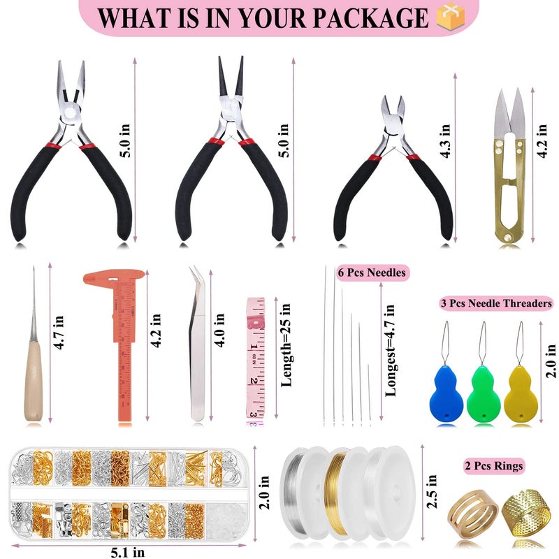 MONVICT Jewelry Making Supplies Kit - 24 + 845 Pcs Jewelry Making Tools for Repair, Crafting, Earring, Ring, and Beading - Image 2