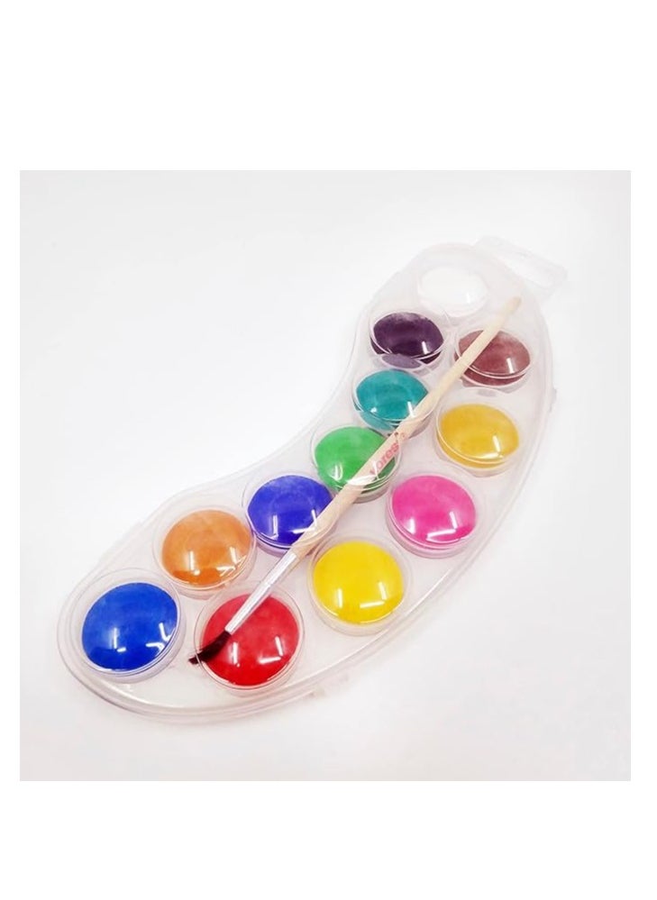 Kores Akuarellos "Mini" with 12 colours Contains 1 free brush Ideal for school and leisure time Practical lid with mixing areas to mix individual colours MK30101  - Image 2