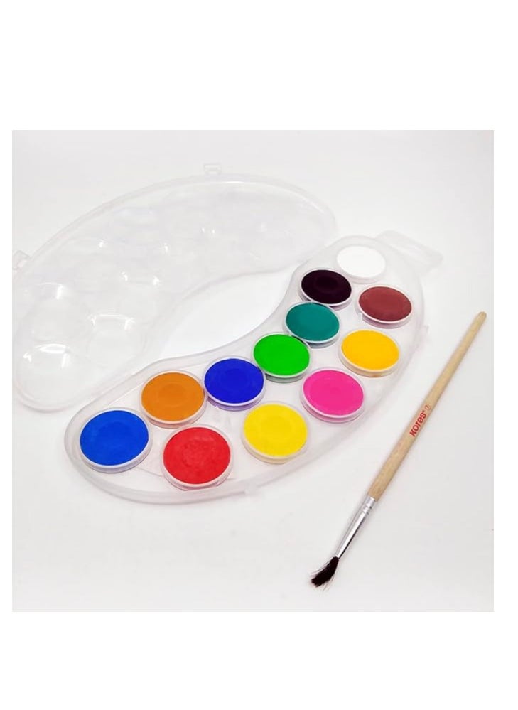 Kores Akuarellos "Mini" with 12 colours Contains 1 free brush Ideal for school and leisure time Practical lid with mixing areas to mix individual colours MK30101  - Image 3