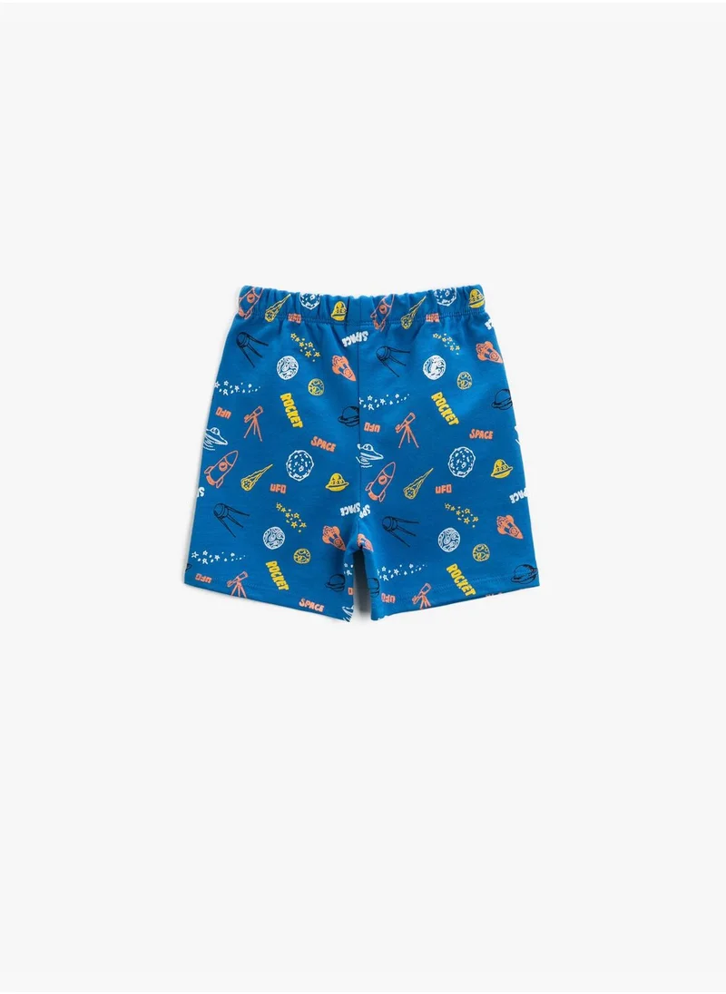 KOTON Printed Shorts Cotton Drawstring