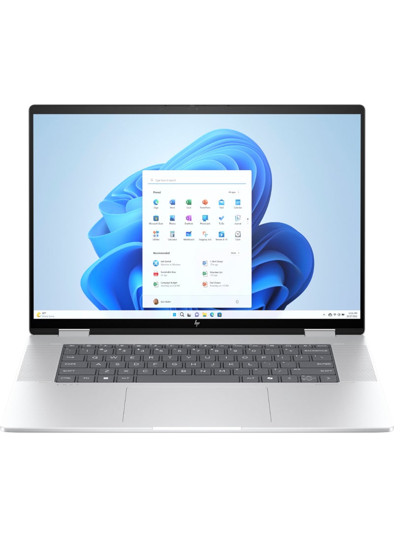 HP لابتوب إنفي x360 2 في 1 16-ac0015ne، شاشة تعمل باللمس OLED 3K بحجم 16"، معالج Intel® Core™ Ultra 7-155U، 16GB ذاكرة LPDDR5، 1TB SSD، ويندوز 11 هوم، لوحة مفاتيح إنجليزي-عربي، فضي جليدي [A57E1EA] - Image 2