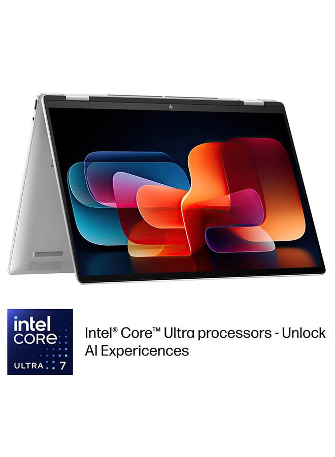 (Upgraded Version) Envy x360 2-in-1 A57E1EA 16-ac0015ne, 3K OLED 16-Inch Touch Display, Intel Core Ultra 7-155U Processor/16GB RAM/1TB SSD/Windows 11 Home / Glacier / Glacier English/Arabic Glacier silver