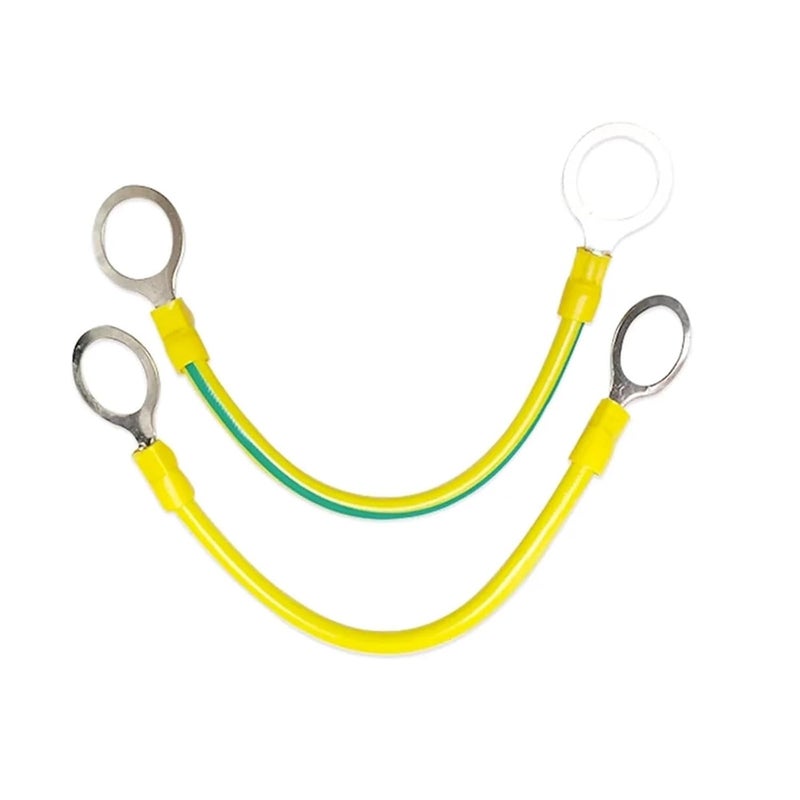 10Pcs BVR Solar Photovoltaic Ground Wire with Terminal 12 AWG Earth Wire Hole 5mm Yellow-Green Flexible Copper Earth Cable(12AWG 150mm) - Image 5