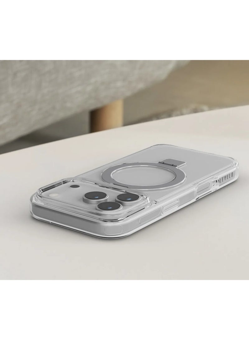 ليفيلو حافظة فيرونا MagSafe لهاتف iPhone 17 Pro Max مع حلقة دعم معززة ومغناطيس قوي / حافة مقاومة للصدمات / حلقة دعم متعددة الوظائف / حواف مرتفعة للكاميرا والشاشة - شفاف - Image 4