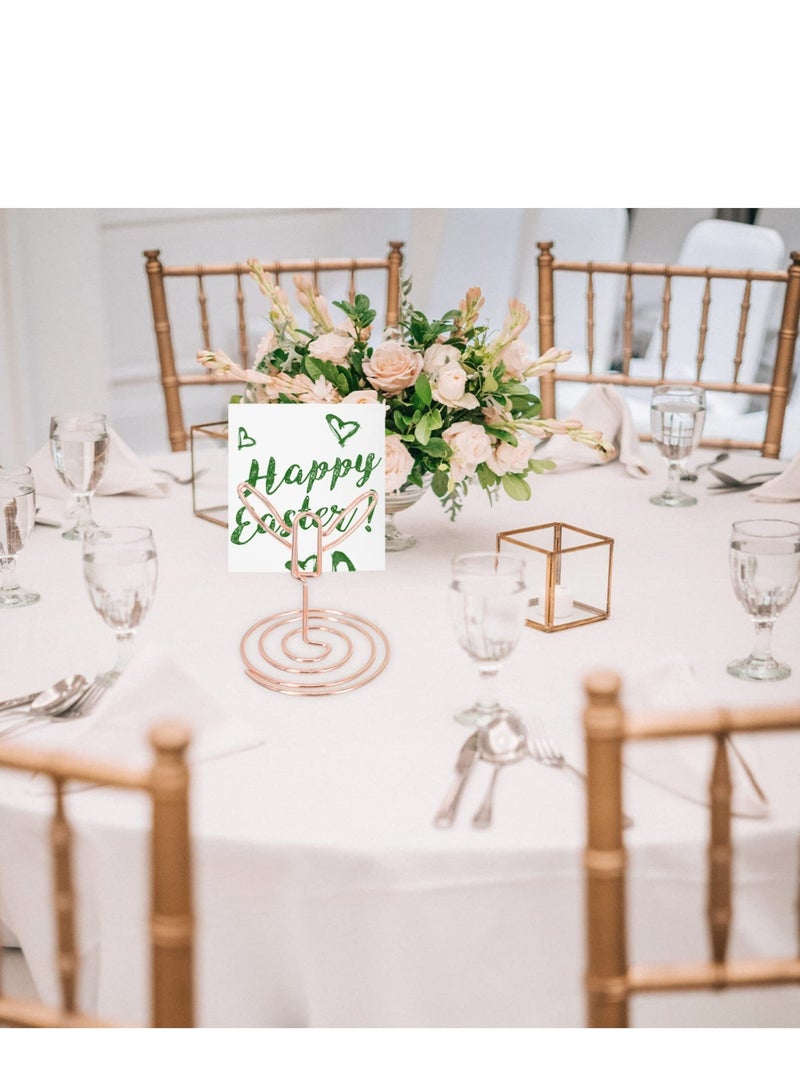 10 Pcs Mini Place Holders Table Number Stands Tulip Flower Shape Wire Photo Holder Menu Memo Clips for Home Wedding Party Table Wedding Table Numbers, Centerpiece Table Decorations(Rose Gold)  - Image 3