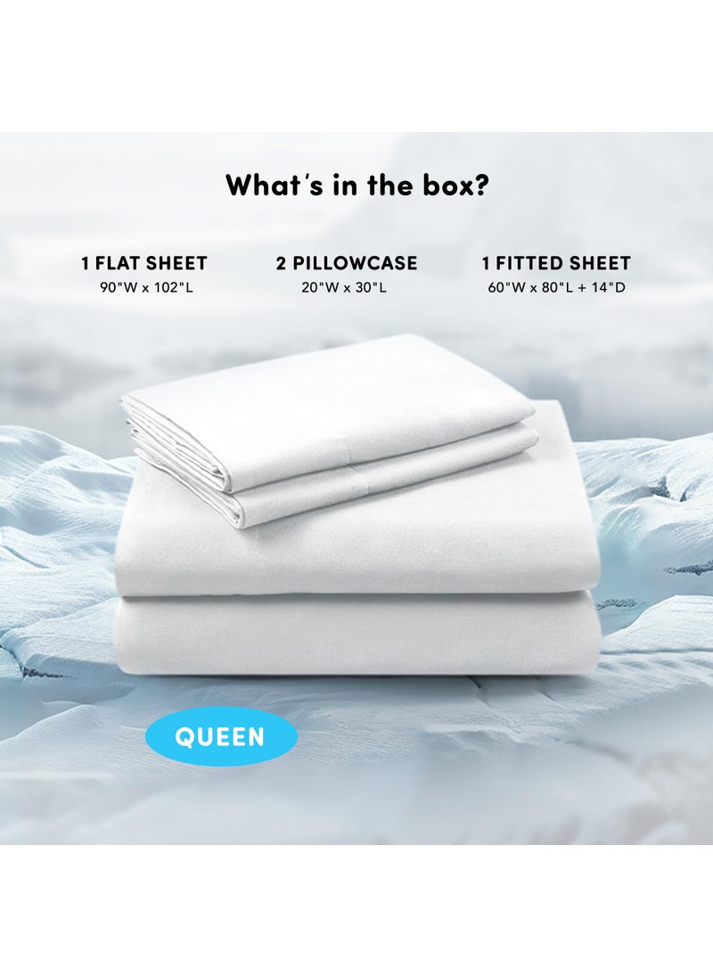 Comfort Spaces Comfort Spaces Queen Cooling Sheets  Moisture Wicking Coolmax Sheets  Soft  Colorfast Sheet Set  Cooling Bed Sheets For Hot Sleepers  Elastic Deep Pocket Fits Up to 16"" Mattress  Queen White 4 Piece  - Image 3