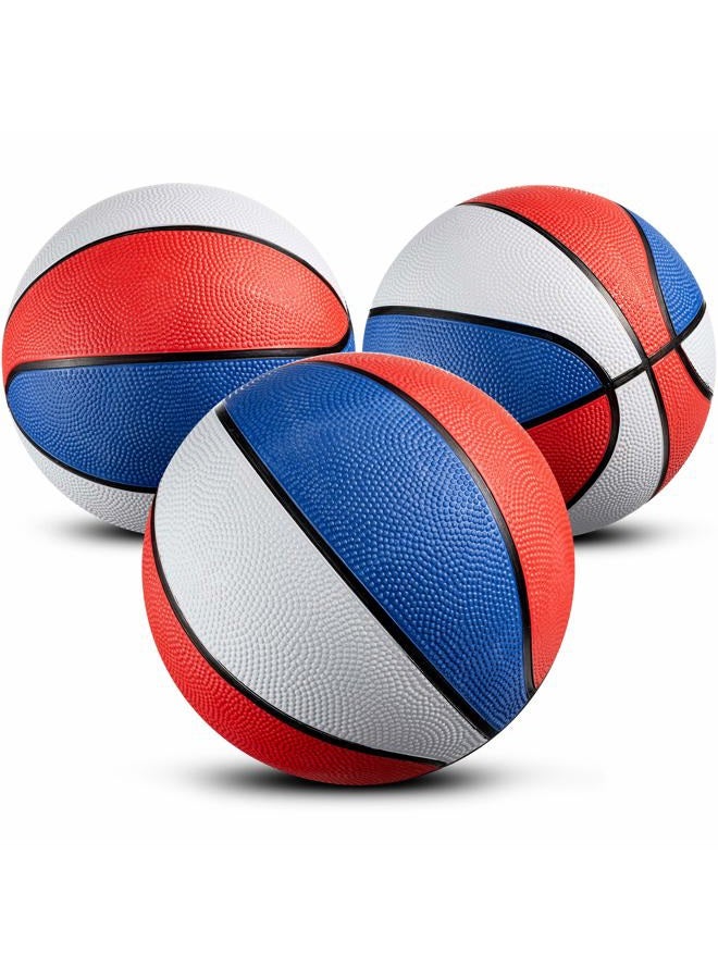 Bedwina Mini Basketballs - (7 Inch, Size 3) Pack of 3 - Mini Hoop Basketball Set for Indoor, Outdoor, Pool Parties, Small Hoops Basketball Game Party Favors for Kids Patriotic Red, White and Blue Colors - Image 1
