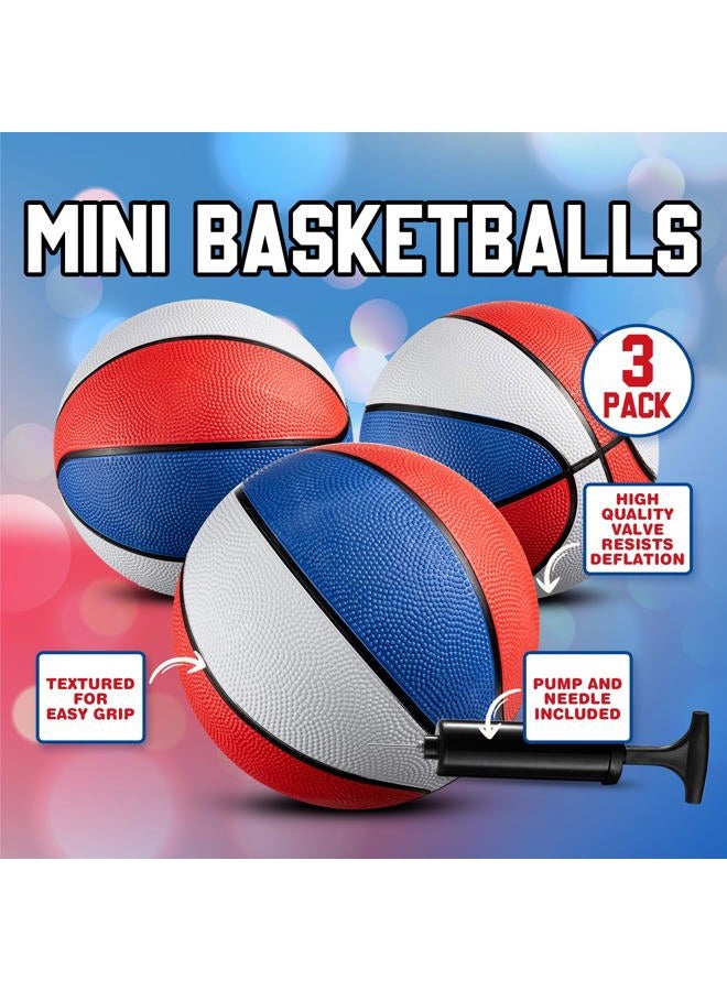Bedwina Mini Basketballs - (7 Inch, Size 3) Pack of 3 - Mini Hoop Basketball Set for Indoor, Outdoor, Pool Parties, Small Hoops Basketball Game Party Favors for Kids Patriotic Red, White and Blue Colors - Image 2