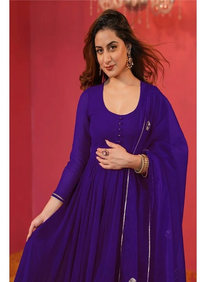 GoSriKi Begani GoSriKi Women's Rayon Blend Anarkali Solid Kurta with Pant & Dupatta (JAYNTI BEGANI-GS_L_Begani_Large) for Women | Best Price UAE