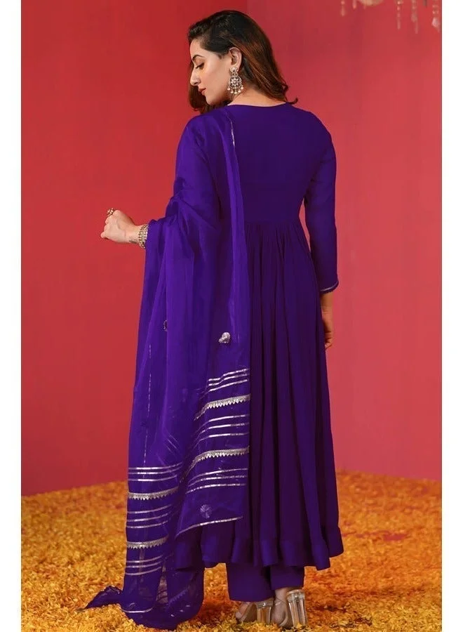 GoSriKi Begani GoSriKi Women's Rayon Blend Anarkali Solid Kurta with Pant & Dupatta (JAYNTI BEGANI-GS_L_Begani_Large) for Women | Best Price UAE