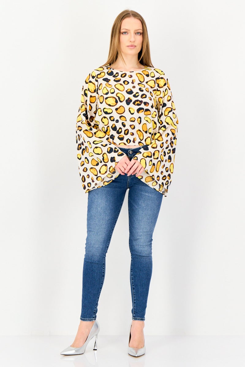 VERO MODA I scenery By Vero Moda Women Crew Neck Allover Print Long Sleeve Blouse, Multicolor - Image 4