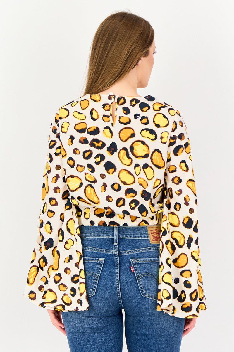 VERO MODA I scenery By Vero Moda Women Crew Neck Allover Print Long Sleeve Blouse, Multicolor - Image 3