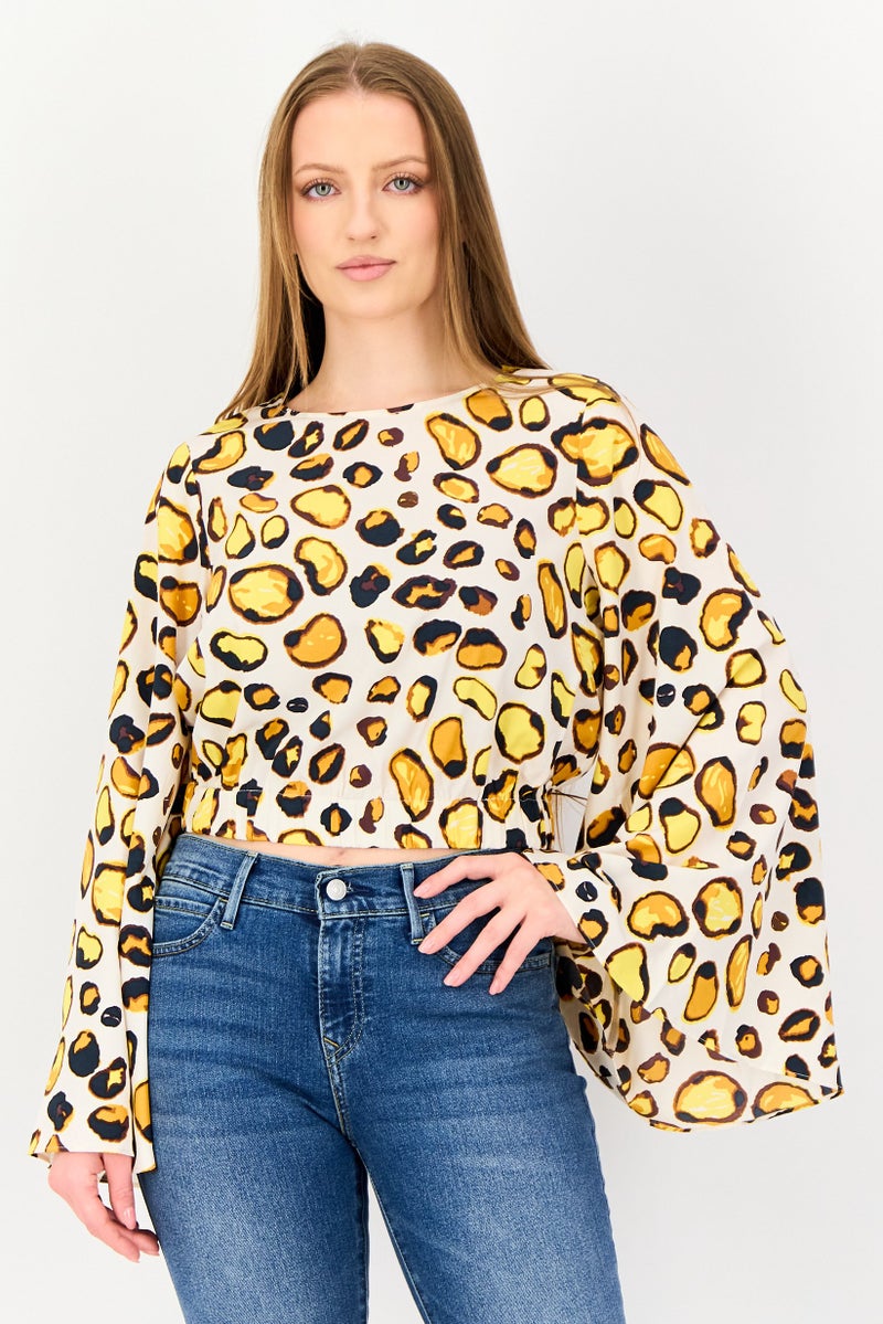 VERO MODA I scenery By Vero Moda Women Crew Neck Allover Print Long Sleeve Blouse, Multicolor - Image 1