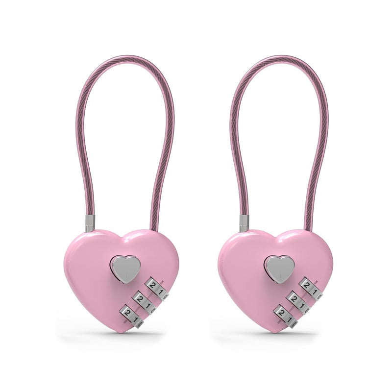 UP Security Small Combination Lock for Locker, Cable Lock with Code, Pink Padlock Combination, for Luggage, Suitcase, Gym Locker, Backpack Zipper, Cabinet, Box, Fence Gate, Travel Safe, Outdoor Use - Image 1