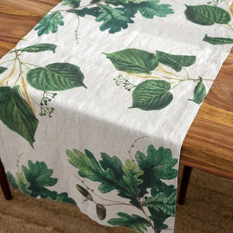Y&D High-Quality Green Ivy Print Linen Table Runners – Luxury Linen Cotton Blend Flax Fabric for Wedding Decor - Image 4
