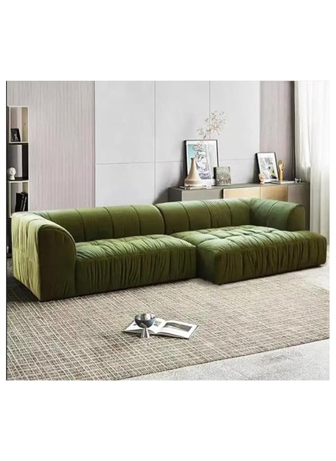 Comfortable L-Shaped Modern Design Velvet Modular Sofa for Modern Living Spaces (Green)