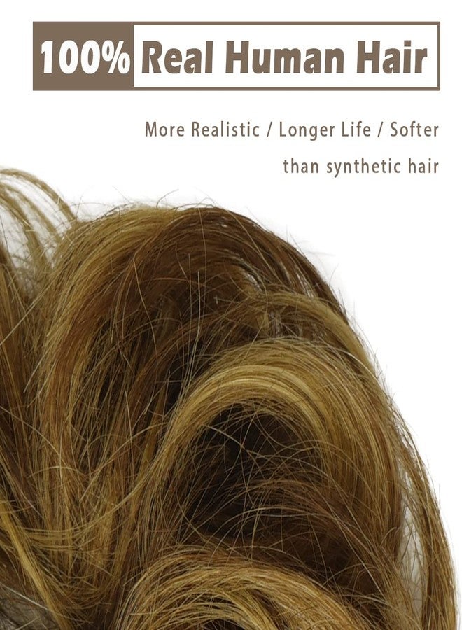 BARSDAR 100% Human Hair Messy Bun Extension - Real Hair Bun Extensions in Brown and Blonde Mix - Image 2