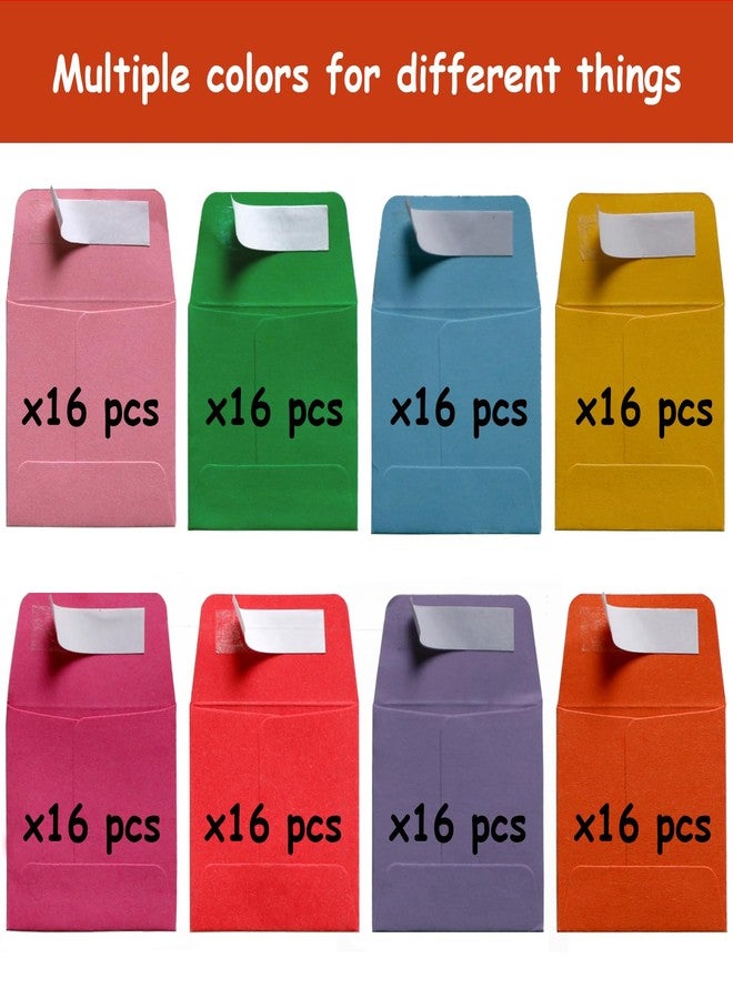 Jsfelye 2 x 2Inches Tiny Coin Envelopes - Self Seal 128-Count Mini Envelopes, Bulk Small Envelope Pockets for Seeds, colorful - Image 3