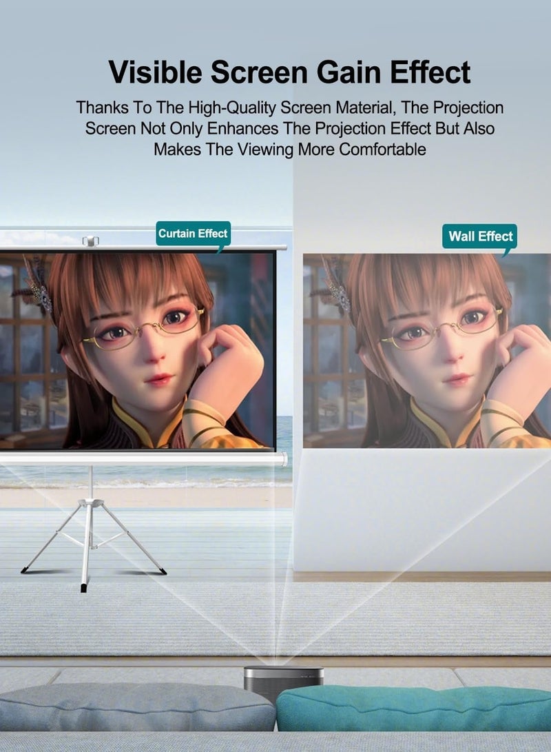 ايتي لايف شاشة بروجكتر 4K محمولة مقاس 120 بوصة 16:9 مع حامل ثلاثي القوائم - شاشة عرض بروجكتر مصنوعة من مادة الألياف الزجاجية البيضاء، للاستخدام في الأماكن الخارجية والداخلية - Image 4
