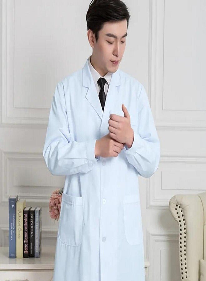 إسكدنيا لاب كوت دكتور ابيض جاكيت الزي الطبي الموحد مصنوع من القطن برقبة جاكيت الزي الطبي الموحد، قماش من القطن برقبة على شكل حرف في  لابكوت لاب كوت رجالي لاب كوت طبي رجال لاب كوت طويل لاب كوت ابيض - Image 2