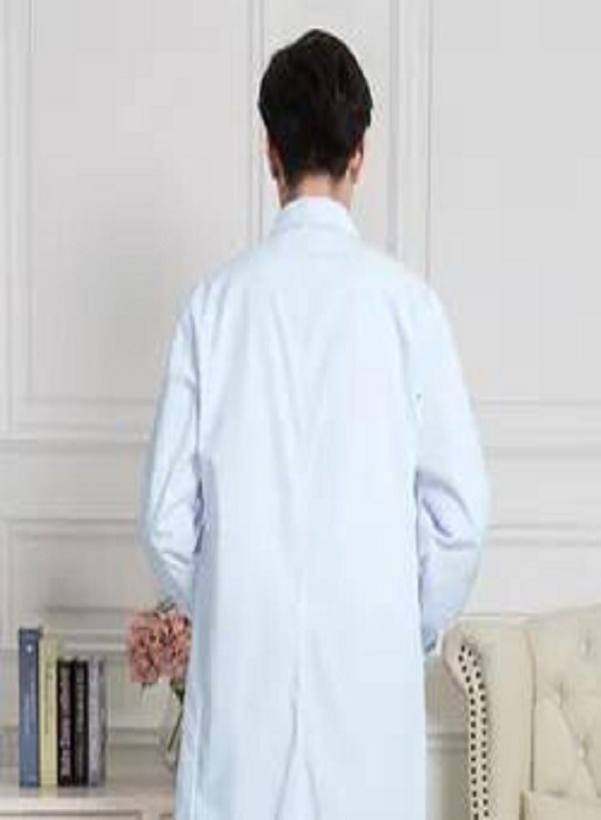 إسكدنيا لاب كوت دكتور ابيض جاكيت الزي الطبي الموحد مصنوع من القطن برقبة جاكيت الزي الطبي الموحد، قماش من القطن برقبة على شكل حرف في  لابكوت لاب كوت رجالي لاب كوت طبي رجال لاب كوت طويل لاب كوت ابيض - Image 3