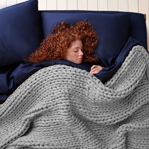Bearaby Weighted Hugger Blanket 20 lbs Queen Size (60"x80") – Moonstone Grey Blanket Recycled Polyester – Eco-Friendly, Heavy Throw for Adults – Soft, Breathable, Sustainable Comfort - Image 1