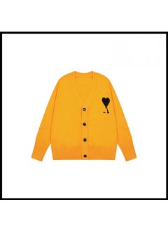 Trendy Brand Love Knit Cardigan Oversized V-Neck Sweater Orange [2105v collar cardigan style]