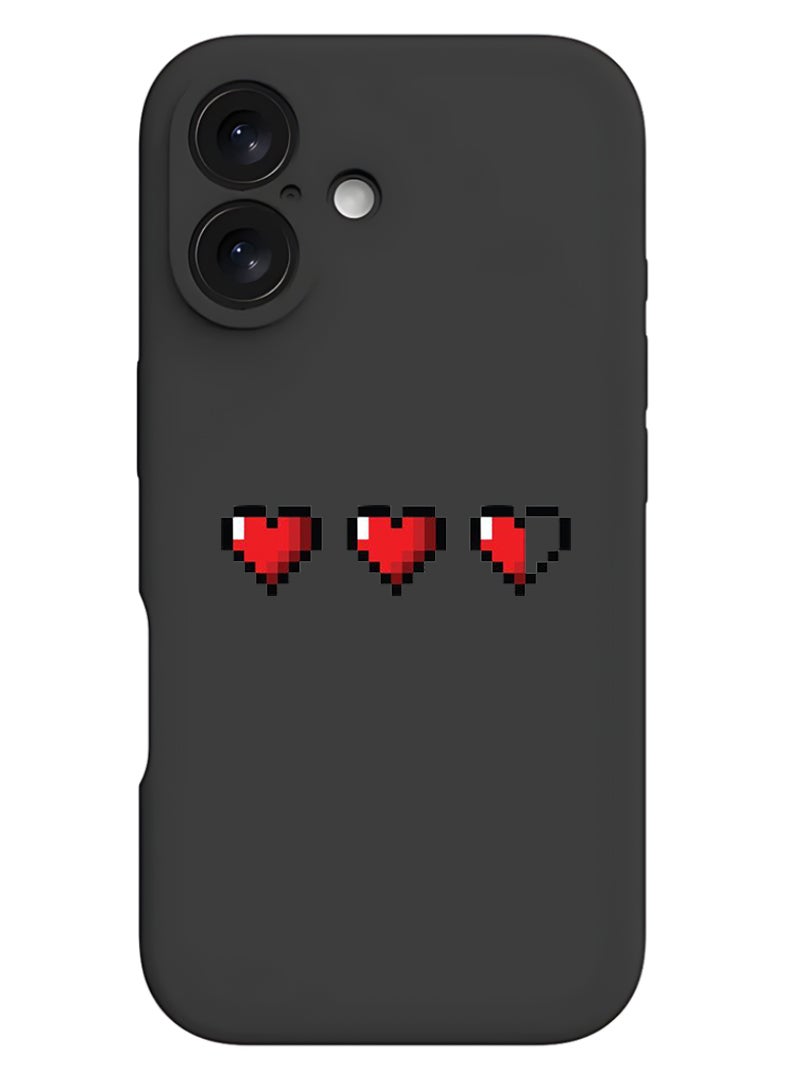 Theodor Protective Slim Fit Case Liquid Silicone Cover with Full Body Protection Anti-Scratch Shockproof Case For Apple iPhone 17 (Black) 3 Hearts - Image 1