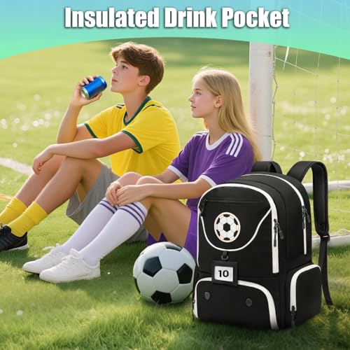 YOREPEK Large Soccer Backpack Soccer Bag for Boys with Ball Detachable Shoe Compartment Wet Dry Pocket Detachable Name Card Equipment Bag Fits 156 Inch Laptop - Image 3