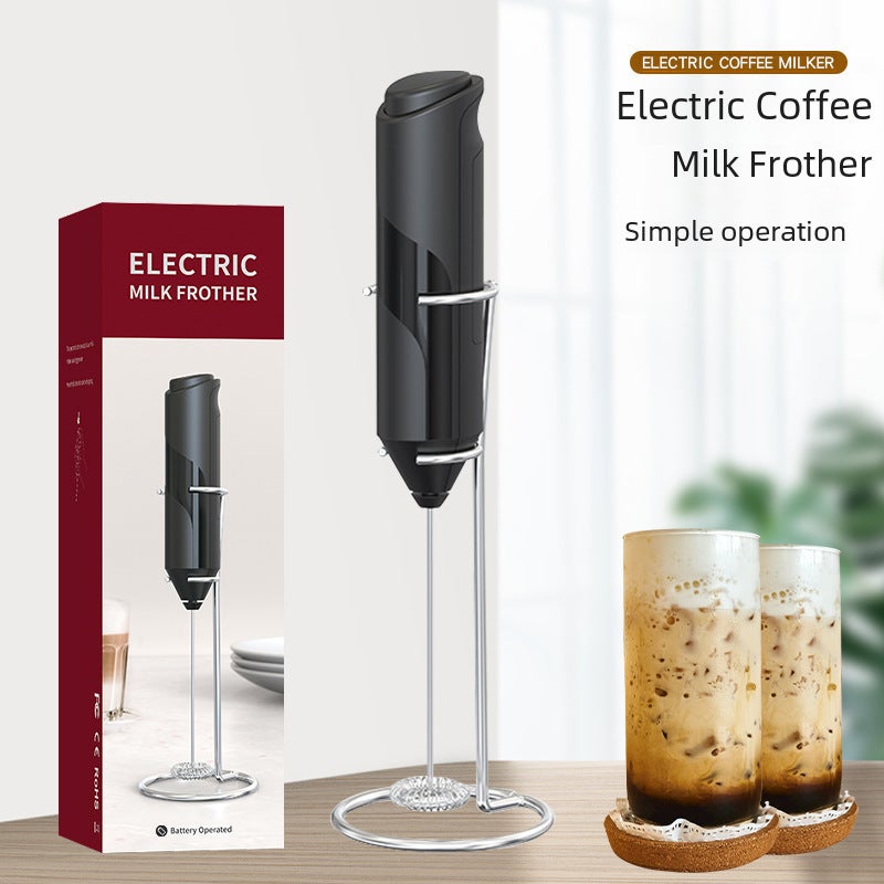 Stainless steel wireless manual milk bubble manual milk stirring coffee bubble egg cream cake manual(Dry battery electric egg beater [with bracket] color boxed) - Image 2