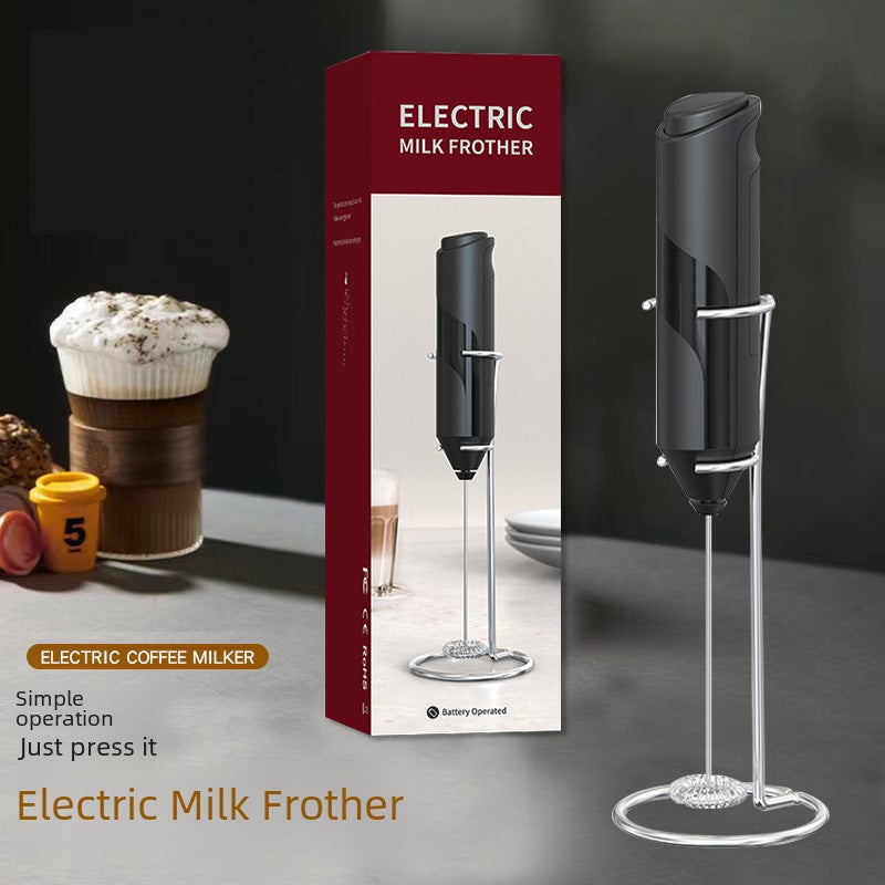 Stainless steel wireless manual milk bubble manual milk stirring coffee bubble egg cream cake manual(Dry battery electric egg beater [with bracket] color boxed) - Image 4
