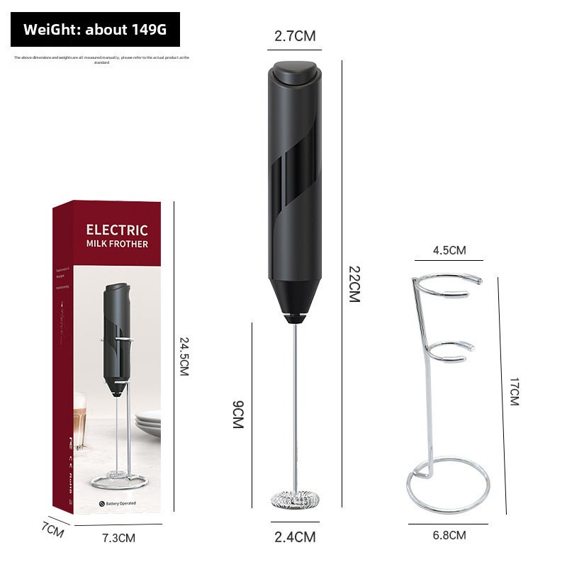 Stainless steel wireless manual milk bubble manual milk stirring coffee bubble egg cream cake manual(Dry battery electric egg beater [with bracket] color boxed) - Image 1