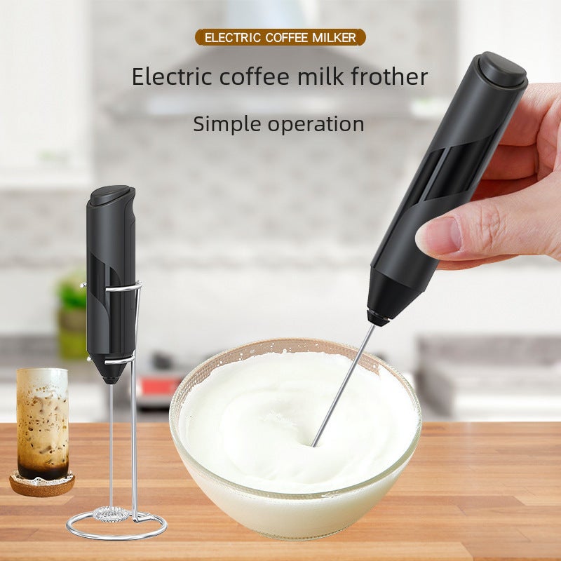 Stainless steel wireless manual milk bubble manual milk stirring coffee bubble egg cream cake manual(Dry battery electric egg beater [with bracket] color boxed) - Image 3