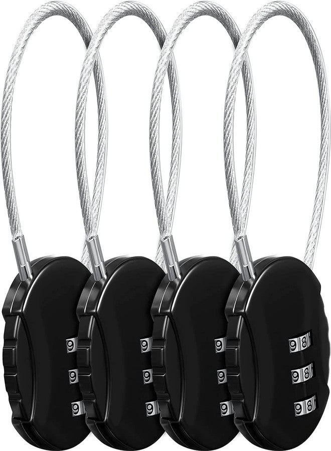 ALLNEWELOOK Combination Lock, 3 Digit Combination Padlock, 4 Pieces Outdoor Waterproof Padlock for School, Gym, Fence, Gate, Case, Employee Hasp (4 Piece Code Lock Black) - Image 1